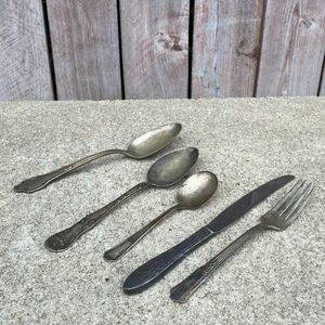 Vintage Silverware Utensils Puritan Silver Plate Tudor Stainless WM Rogers Spoon